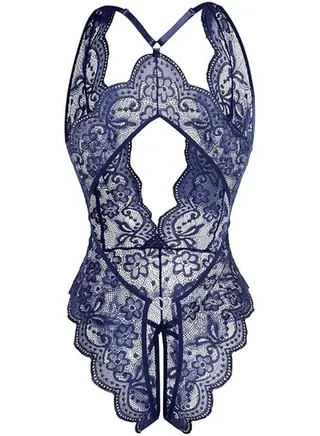 Women's Lingerie Nightwear One Piece Women Deep V Teddy Floral Lace Bodysuit Babydoll 