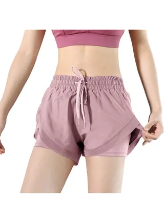 Solid Pattern Sports Wear High-Rise Shorts Pink 