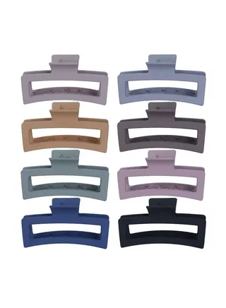 8 Scrub Hair Clips Super Large 13Cm Hollow Plastic Hairpin With Large Hair Volume Women'S Rear Head Shark Clip 