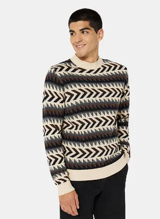 Chevron Knit Crew Neck Sweater 