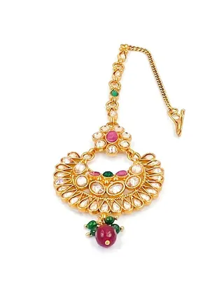 GOHONA Traditional Indian Head Jhoomar Passa Jewelry Main Tikka for Women 