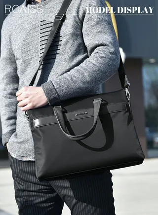 Casual Oxford Business Briefcase Classic Large Messenger Bag Soft Waterproof Wear-resistant Top Handle Handbag for Men Travel Office Work Black 