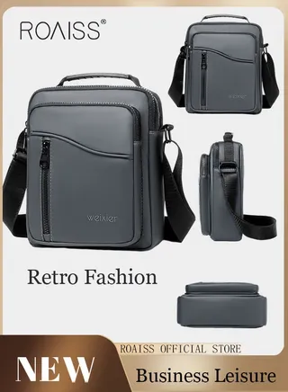 Men Casual PU Leather Crossbody Bag Vertical Type Square Type Shoulder Bag Men Zipper Buckle PU Leather Messenger Bag Crossbody Shoulder Bag Vintage Handle Bags 