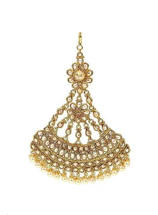 GOHONA Traditional Indian Head Jhoomar Passa Jewelry Side Tikka for Women 
