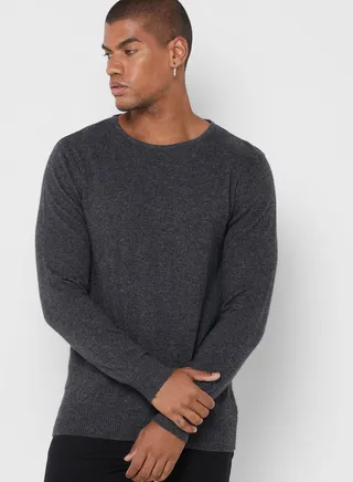 Texture Knit Crew Neck Sweater
