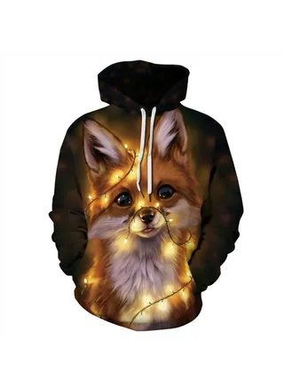 Animal Digital Printing Hooded Pullover Multicolour 