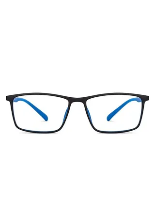 Zero Power Bluecut & Antiglare Rectangular Shape Computer Eyeglasses LB E14255 - Lens Size: 53mm - Black 