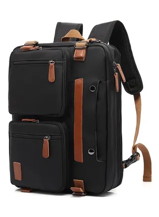 Convertible Multi-Functional Laptop Briefcase Outdoor Backpack Black 