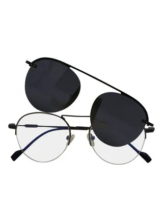 Aviator Anti-Blue Light Eyeglasses With Clip On Sunglasses 