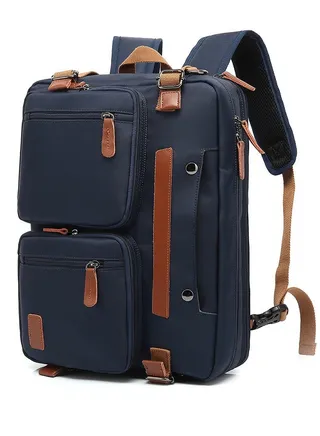 Convertible Multi-Functional Laptop Briefcase Outdoor Backpack Blue 