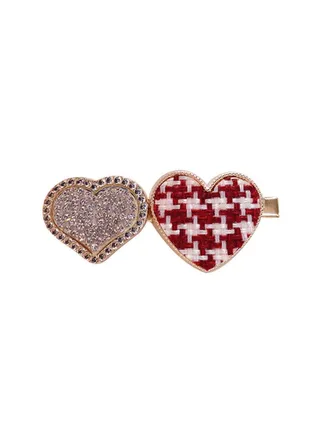 Stone Studded Double Heart Hairpin 