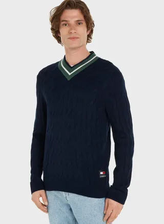 Logo V Neck Sweater