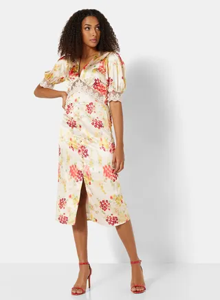 Floral Print Midi Dress Multicolour 