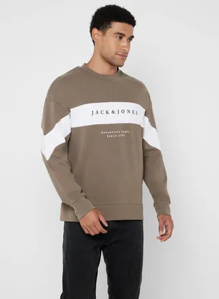 Color Block Crew Neck  Sweatshirt