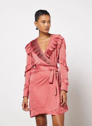 Rio Silk Mini Wrap Dress Pink 