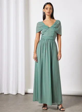 Draped Sleeve Dress 