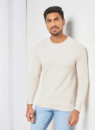 Knitted Crew Neck Sweater Beige 