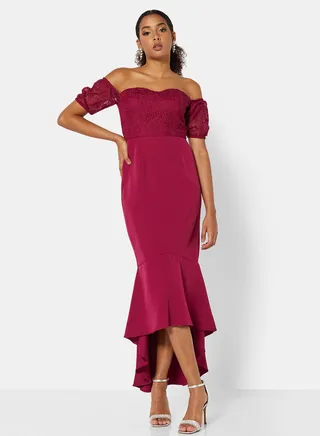 Petite Suzy  Peplum Hem Dress Berry 