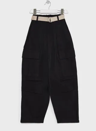 Girls Solid Cargo Pants
