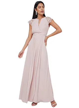 Pleated Maxi Dress Pink 