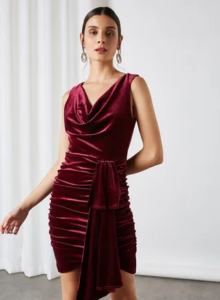 Yule Mini Dress Burgundy 