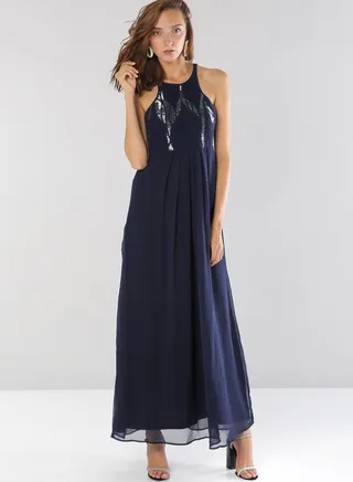 Eleanor Embellished Detailed Maxi Dress Navy 