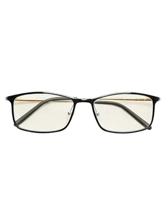 HMJ01TS Protective Computer Eye Glasses Anti Blue Ray 40% Blue Light Blocking Rate Gold-Plastic Hybrid Frame TR90 Stainless Steel PC Lens-Black 