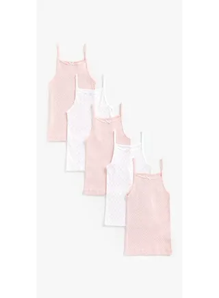 Pink and White Cami Vests 5 Pack 