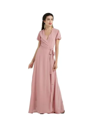 Katia Wrap Maxi Dress Pale Pink 