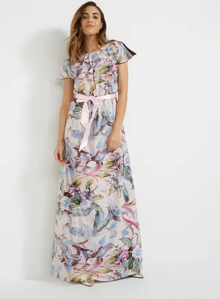 Floral Print Maxi Dress Pink 