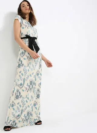 Printed Maxi Dress Off White 