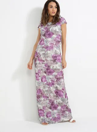 Floral Printed Long Dress Purple 