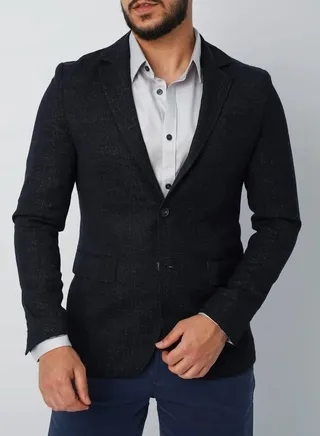 Men’s Wedding Tuxedo Coats Long Sleeves Blazer in Midnight 