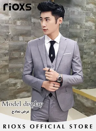 Men's Formal Long Sleeve Blazer Jacket One Button Slimming Casual Blazer Coat with Two Side Pockets for Business Wedding Prom Dinner 