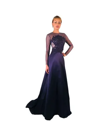 Full Sleeves Maxi Dress Blue 