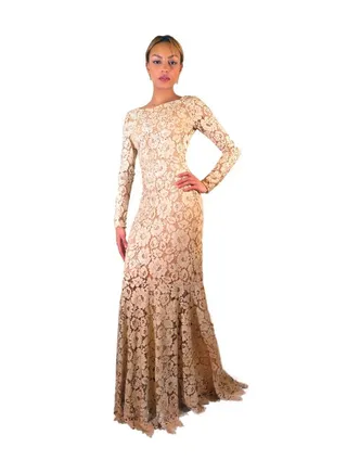 Lace Detail Maxi Dress Beige 