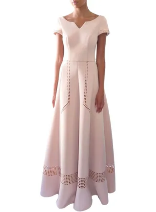 Hollow Out Detail Maxi Dress Beige 