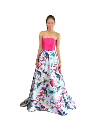 Floral Printed Maxi Dress Pink/White/Blue 