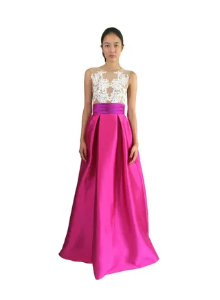 Embroidered Detail Maxi Dress Pink/White 