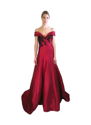 Embroidered Detail Maxi Dress Bordeaux 