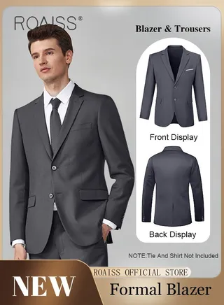 Lightweight Casual Blazers for Men Two Button Slim Fit Formal Top Mens Stylish Regular Suit Jacket Working Clothes or Groomsmen Uniform 