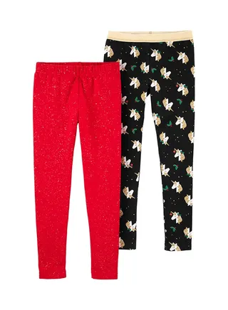 2 Pack Printed Holiday Leggings Multicolour 