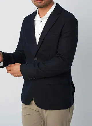 Men’s Double Buttons Double Pockets Blazer in Midnight 