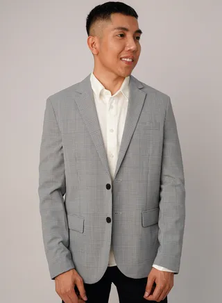 Men’s Tuxedo Formal Check Blazer in Royal Blue 