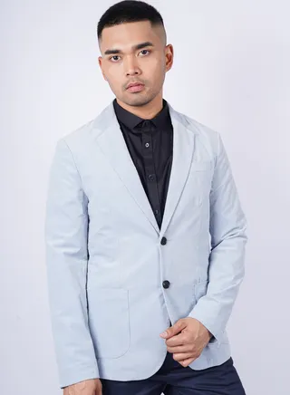 Men's Slim-Fit Cotton Formal Blazers in Dust Blue 