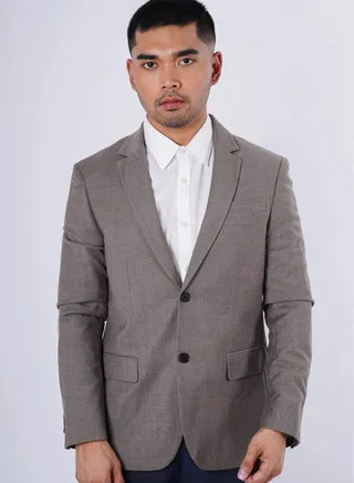 Men’s Single Breast Pocket Long Sleeves Suit Blazer in Sand Dune 