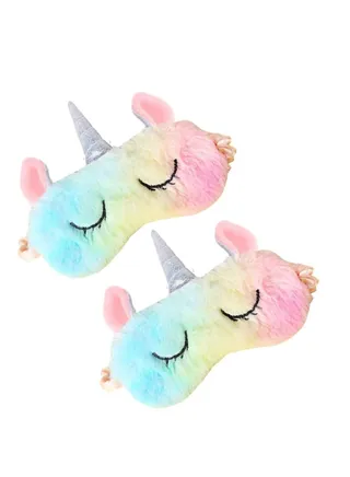 2-Piece Unicorn Stuffed Sleeping Eye Mask Toy Multicolour 