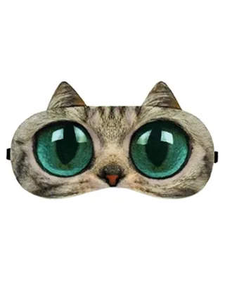 3D Cute Cat Blindfold Sleeping Eye Mask Grey/Green 