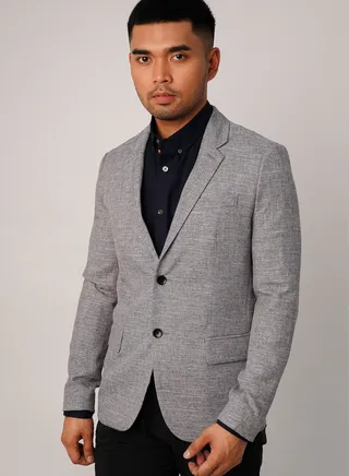 Men’s Double Pockets Business Blazer in Mid Grey 