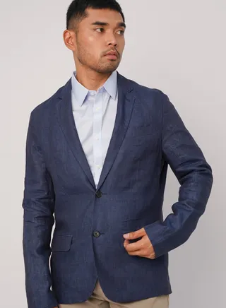 Men’s Double Front Pockets Formal Casual Blazer in Night Sky 